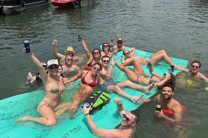 #1 Single Decker Party Pontoon with Lily Pad on Lake Austin. BYOB