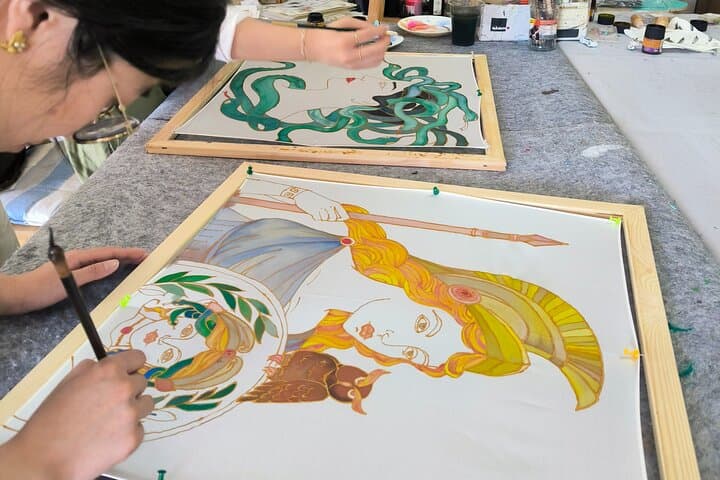 Athens: Small Group Silk Scarf Art Workshop with Greek Themes